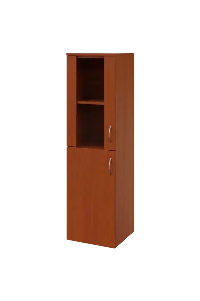 N 4 - 4DS kancelářská skříň, 1-dveřová/prosklená, levá, 1450x400x400, třešeň šumavská